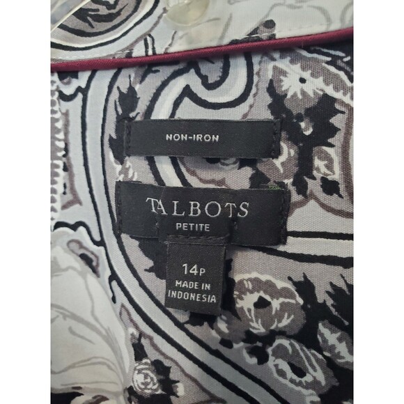 Talbots Petite Non-Iron Floral Paisley Long Sleeve Button-Up Shirt Size 14P - Picture 3 of 5